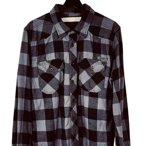 Brandit Men's Flannel Shirt Size M Black Gray Plaid Work Outdoors Casual Camping